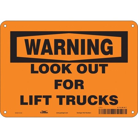 Condor Safety Sign, 7 in Height, 10 in Width, Polyethylene, Vertical Rectangle, English, 476R87 476R87