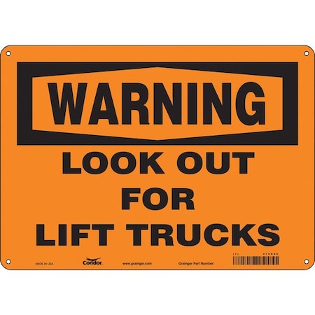 Condor Safety Sign, 10 in Height, 14 in Width, Polyethylene, Horizontal Rectangle, English, 476R88 476R88