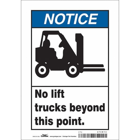 Condor Safety Sign, 10 in Height, 7 in Width, Vinyl, Horizontal Rectangle, English, 476R70 476R70