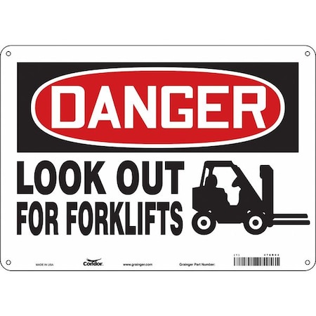 Condor Safety Sign, 10 in Height, 14 in Width, Polyethylene, Horizontal Rectangle, English, 476R04 476R04