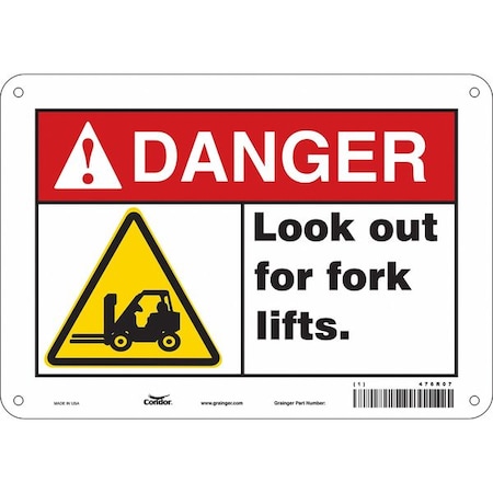 Condor Safety Sign, 7 in Height, 10 in Width, Aluminum, Vertical Rectangle, English, 476R07 476R07