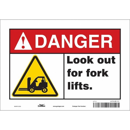 Condor Safety Sign, 7 in Height, 10 in Width, Vinyl, Vertical Rectangle, English, 476R11 476R11
