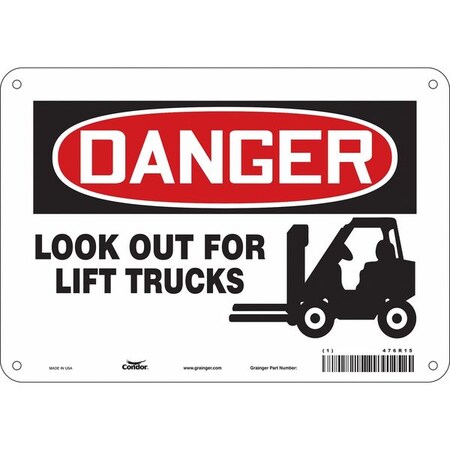 Condor Safety Sign, 7 in Height, 10 in Width, Polyethylene, Vertical Rectangle, English, 476R15 476R15