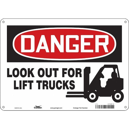 Condor Safety Sign, 10 in Height, 14 in Width, Polyethylene, Horizontal Rectangle, English, 476R16 476R16
