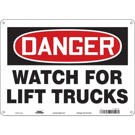 Condor Safety Sign, 10 in Height, 14 in Width, Aluminum, Horizontal Rectangle, English, 476R47 476R47