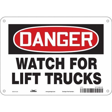 Condor Safety Sign, 7 in Height, 10 in Width, Polyethylene, Vertical Rectangle, English, 476R48 476R48