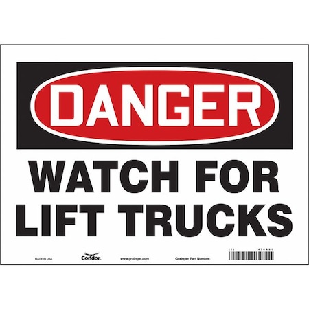 Condor Safety Sign, 10 in Height, 14 in Width, Vinyl, Horizontal Rectangle, English, 476R51 476R51