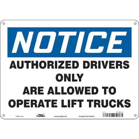 Condor Safety Sign, 10 in Height, 14 in Width, Aluminum, Horizontal Rectangle, English, 476R53 476R53