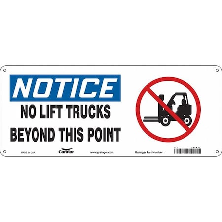 Condor Safety Sign, 7 in H, 17 in W, Aluminum, Vertical Rectangle, English, 476R62 476R62