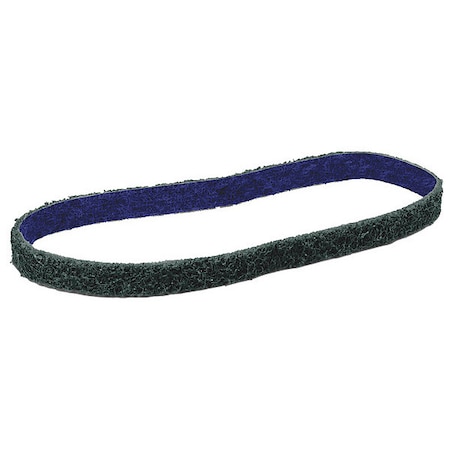 Scotch-Brite Sanding Belt, 1/2 in W, 18 in L, Non-Woven, Aluminum Oxide, Not Applicable Grit, Fine, DF-BL, Green 7100010673