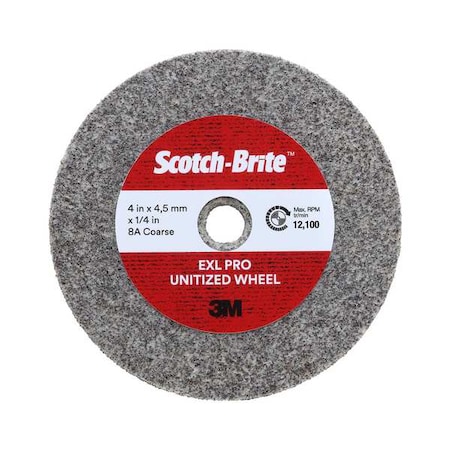 Scotch-Brite Unitized Wheel, 8 in Dia, 11/64 in W, 1 in Arbor Hole 7100136383