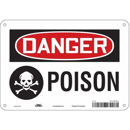 Condor Chemical Sign, 7 in H, 10 in W, Polyethylene, Vertical Rectangle, English, 476C88 476C88