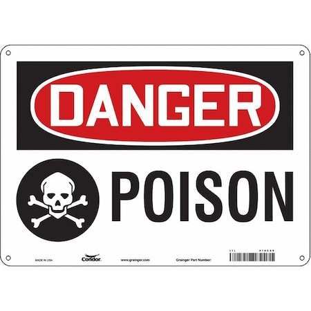 Condor Chemical Sign, 10 in H, 14 in W, Polyethylene, Horizontal Rectangle, English, 476C89 476C89