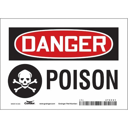 Condor Safety Sign, 5 in Height, 7 in Width, Vinyl, Horizontal Rectangle, English, 476C91 476C91