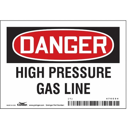 Condor Safety Sign, 3 1/2 in Height, 5 in Width, Vinyl, Horizontal Rectangle, English, 476C04 476C04