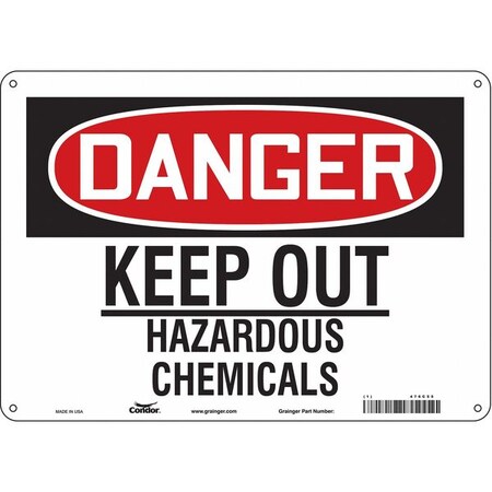 Condor Chemical Sign, 10 in H, 14 in W, Polyethylene, Horizontal Rectangle, English, 476C55 476C55
