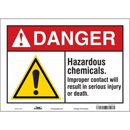 Condor Safety Sign, 10 in Height, 14 in Width, Vinyl, Horizontal Rectangle, English, 476A35 476A35