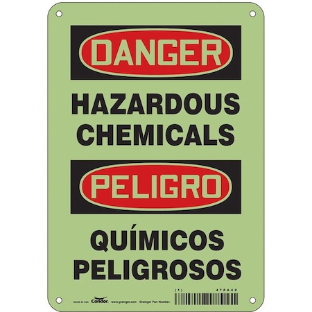 Condor Safety Sign, 10 in H, 7 in W, Polyethylene, Horizontal Rectangle, English, Spanish, 476A42 476A42