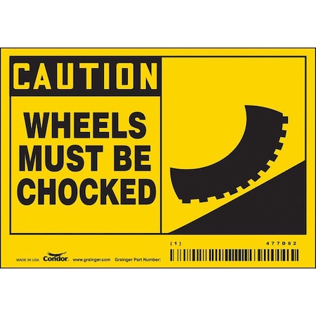 Condor Safety Sign, 3 1/2 in Height, 5 in Width, Vinyl, Horizontal Rectangle, English, 477D82 477D82
