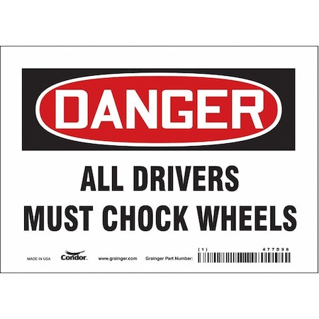 Condor Safety Sign, 5 in Height, 7 in Width, Vinyl, Horizontal Rectangle, English, 477D98 477D98
