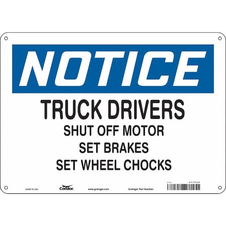 Condor Safety Sign, 10 in Height, 14 in Width, Polyethylene, Horizontal Rectangle, English, 477F40 477F40