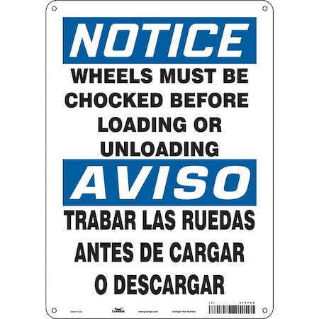Condor Safety Sign, 14 in Height, 10 in Width, Polyethylene, Vertical Rectangle, English, Spanish, 477F69 477F69