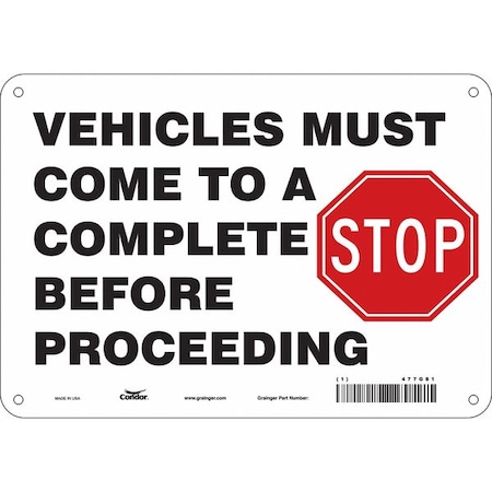 Condor Safety Sign, 7 in Height, 10 in Width, Polyethylene, Vertical Rectangle, English, 477G81 477G81