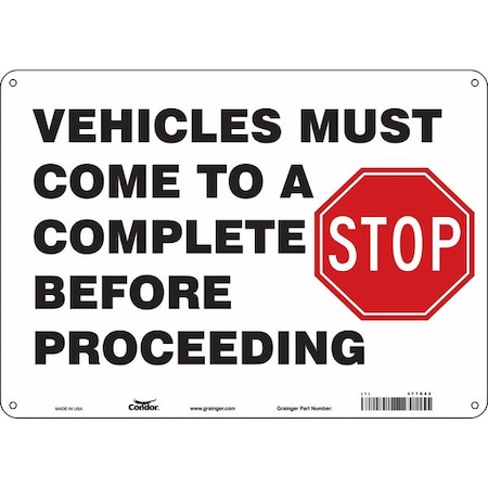 Condor Safety Sign, 10 in Height, 14 in Width, Polyethylene, Horizontal Rectangle, English, 477G82 477G82