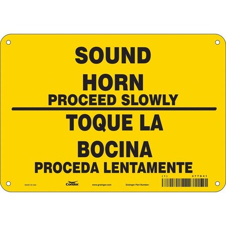 Condor Safety Sign, 7 in H, 10 in W, Aluminum, Vertical Rectangle, English, Spanish, 477G41 477G41