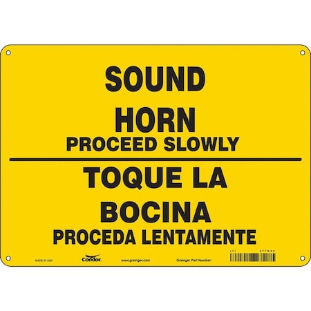 Condor Safety Sign, 10 in H, 14 in W, Aluminum, Horizontal Rectangle, English, Spanish, 477G42 477G42