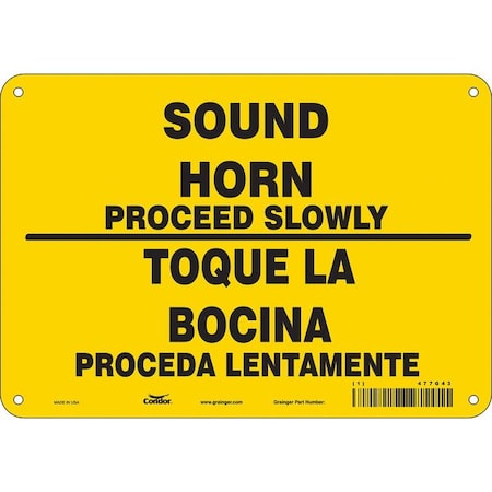 Condor Safety Sign, 7 in H, 10 in W, Polyethylene, Vertical Rectangle, English, Spanish, 477G43 477G43