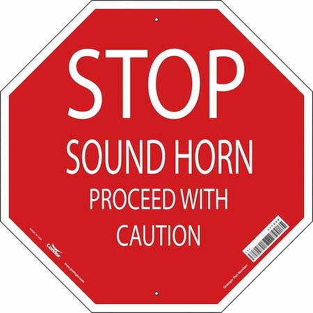 Condor No Header, Stop Sound Horn Proceed With Caution, 24" W x 24" H, Octagon, Plastic 477G58