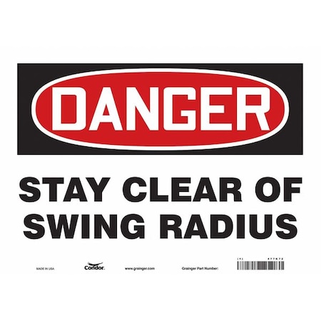 Condor Safety Sign, 10 in Height, 14 in Width, Vinyl, Horizontal Rectangle, English, 477K72 477K72