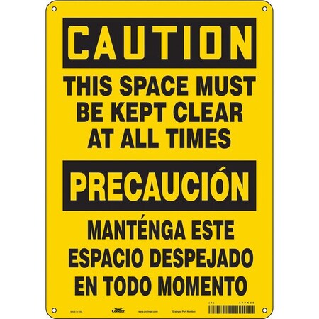 Condor THIS SPACE MUST BE KEPT CLEAR AT ALL TIMES, Spanish-Bilingual, 14 in x 10 in, Polyethylene, 477K38 477K38