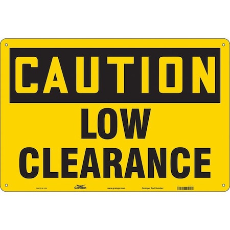 Condor Caution, LOW CLEARANCE, 36 in W x 24 in H, Horizontal Rectangle, Vinyl, 477L80 477L80