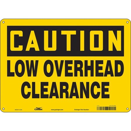 Condor Caution, LOW OVERHEAD CLEARANCE, 14 in W x 10 in H, Horizontal Rectangle, Polyethylene, 477L86 477L86