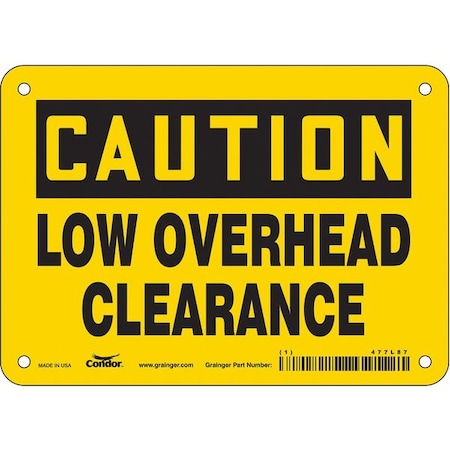 Condor Caution, LOW OVERHEAD CLEARANCE, 7 in W x 5 in H, Horizontal Rectangle, Vinyl 477L87
