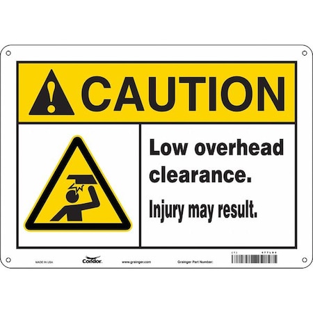 Condor Caution, LOW OVERHEAD CLEARANCE. INJURY MAY RESULT., 14 in W x 10 in H, Horizontal Rectangle, 477L94 477L94