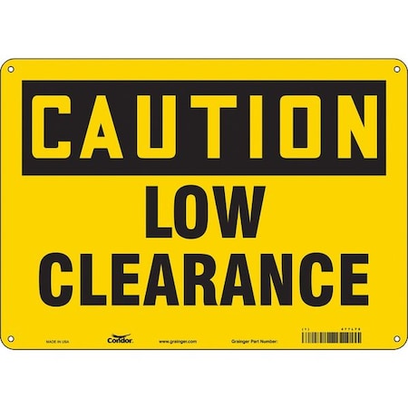 Condor Caution, LOW CLEARANCE, 14 in W x 10 in H, Horizontal Rectangle, Vinyl, 477L78 477L78