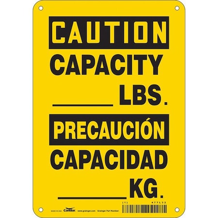 Condor Safety Sign, 10 in H, 7 in W, Polyethylene, Horizontal Rectangle, English, Spanish, 477L32 477L32