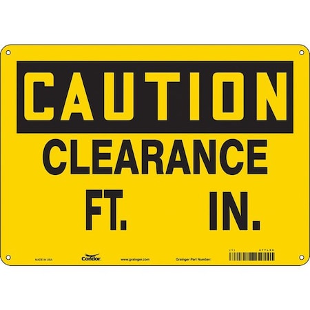 Condor Caution, CLEARANCE FT. IN., 14 in W x 10 in H, Horizontal Rectangle, Aluminum, 477L56 477L56