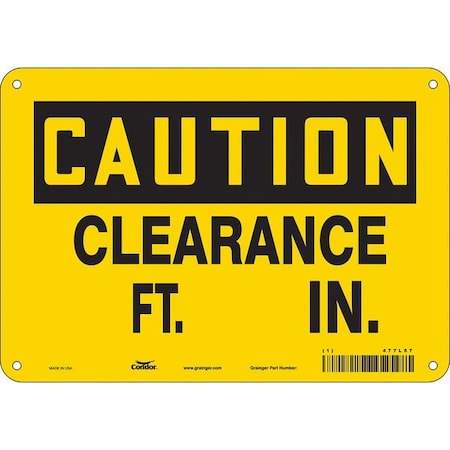 Condor Caution, CLEARANCE FT. IN., 10 in W x 7 in H, Vertical Rectangle, Polyethylene, 477L57 477L57