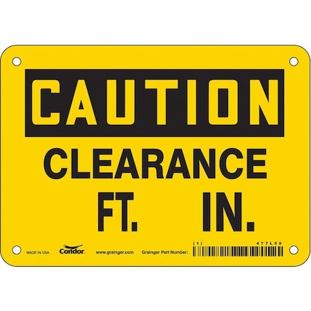 Condor Caution, CLEARANCE FT. IN., 7 in W x 5 in H, Horizontal Rectangle, Vinyl, 477L59 477L59