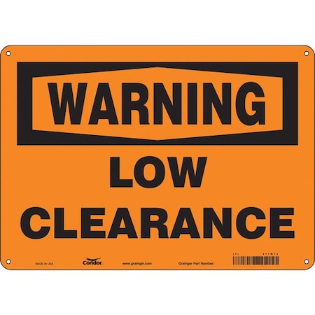 Condor Warning, LOW CLEARANCE, 14 in W x 10 in H, Horizontal Rectangle, Polyethylene, 477M73 477M73