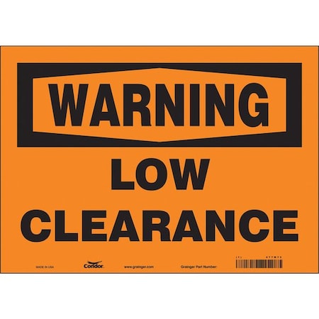 Condor Warning, LOW CLEARANCE, 14 in W x 10 in H, Horizontal Rectangle, Vinyl, 477M75 477M75