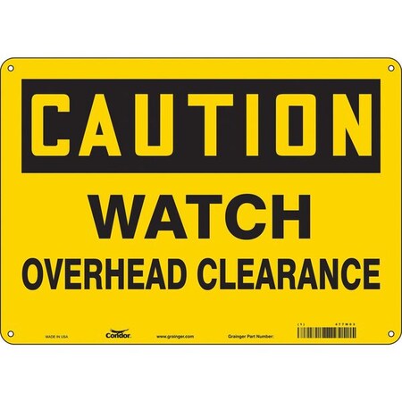 Condor Caution, WATCH OVERHEAD CLEARANCE, 14 in W x 10 in H, Horizontal Rectangle, Polyethylene, 477M03 477M03