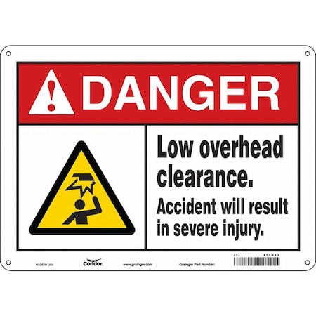 Condor Danger, LOW OVERHEAD CLEARANCE. ACCIDENT WILL RESULT., 14 in W x 10 in H, Aluminum, 477M43 477M43