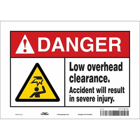 Condor Danger, LOW OVERHEAD CLEARANCE. ACCIDENT WILL RESULT., 10 in W x 7 in H, Vinyl, 477M46 477M46