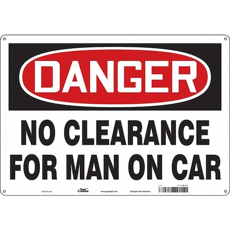 Condor Danger, NO CLEARANCE FOR MAN ON CAR, 20 in W x 14 in H, Horizontal Rectangle, Polyethylene 477M60