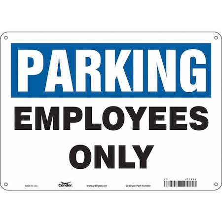 Condor Employee, Faculty & Staff Parking Sign, 10 in H, 14 in W, Polyethylene, English, 477N06 477N06